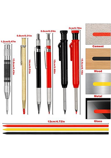 10'lu Paket Marangoz Kalemi ve Kalemtıraş (Yurt Dışından)