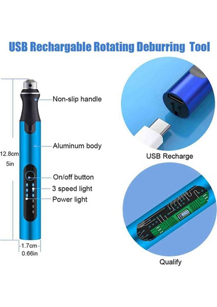 3D Baskı Araç Seti, Çapak Alma Araçları 3 Hızlı USB Elektrikli Döner Kalem (Yurt Dışından)