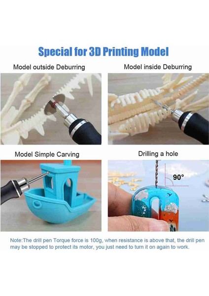 3D Baskı Araç Seti, Çapak Alma Araçları 3 Hızlı USB Elektrikli Döner Kalem (Yurt Dışından)