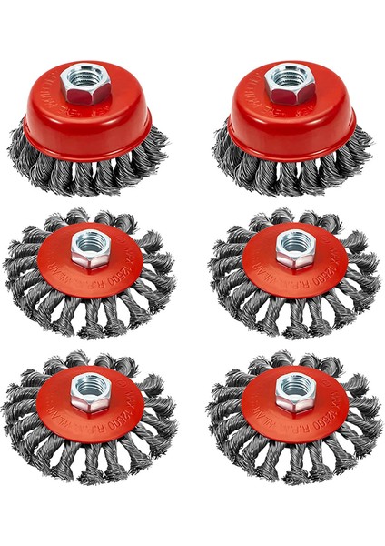 Açı Taşlama Makinesi Için 6 Paket 4 Inç Tel Tekerlek, 3 Inç Tel Bardak Fırça (Yurt Dışından)