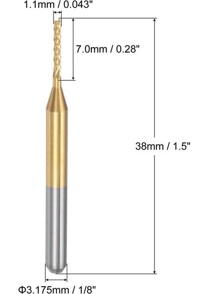Pcb Makinesi Için 10 Adet Titanyum Kaplama Karbür, 1/8 Inç Şaft 1.1mm (Yurt Dışından)