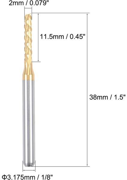 Pcb Makinesi Için 10 Adet Titanyum Kaplama Karbür, 1/8 Inç Şaft 2mm (Yurt Dışından)