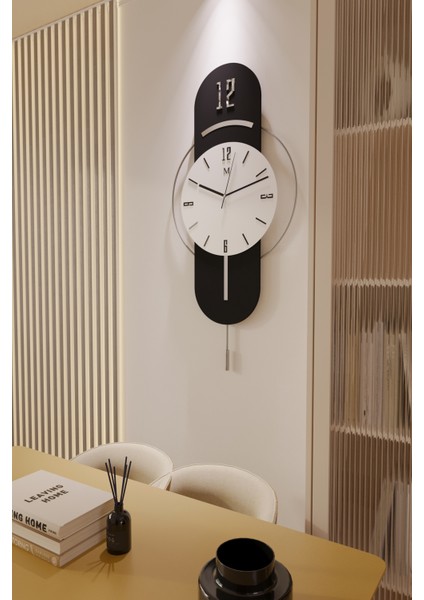 Antrasit-Gümüş Milano Time Modern Dekoratif Metal Camlı Duvar Saati