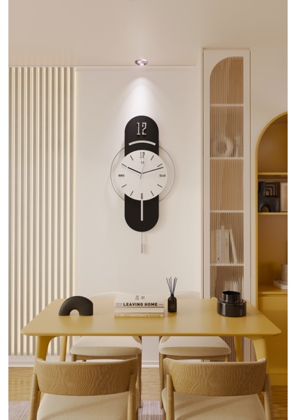 Antrasit-Gümüş Milano Time Modern Dekoratif Metal Camlı Duvar Saati