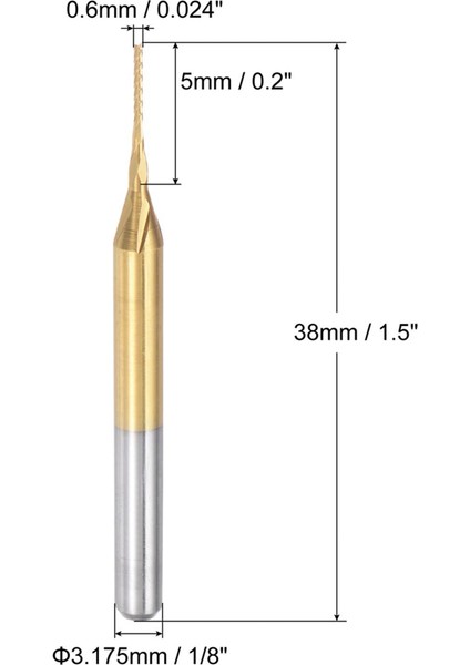 Pcb Makinesi Için 10 Adet Titanyum Kaplama Karbür, 1/8 Inç Şaft 0.6mm (Yurt Dışından)