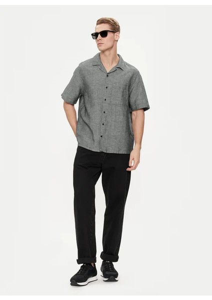 Slim Fit Düğmeli Yaka Siyah Erkek Gömlek K10K109521BEH