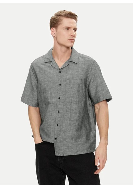 Slim Fit Düğmeli Yaka Siyah Erkek Gömlek K10K109521BEH