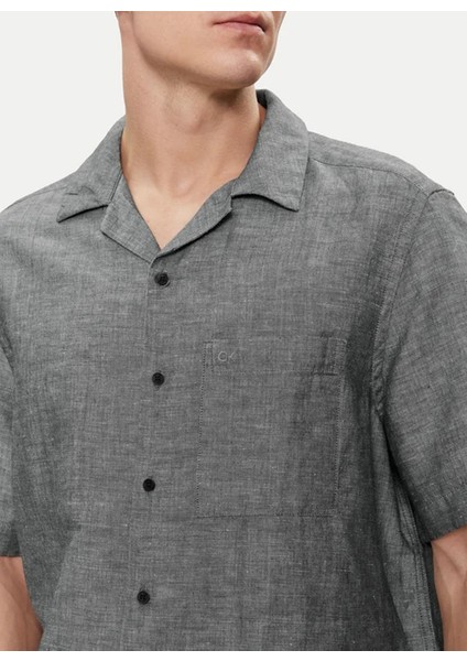 Slim Fit Düğmeli Yaka Siyah Erkek Gömlek K10K109521BEH