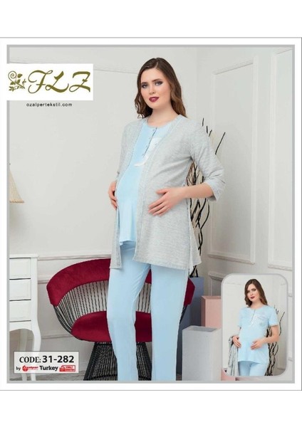 31-282 Hamile Lohusa 3l Üpijama Sabahlık Takım