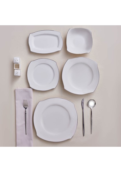 Square Bone Eterno 53 Parça 12 Kişilik Yemek Takımı Platin fırsatları