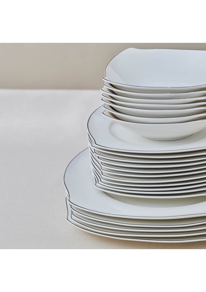 Square Bone Eterno 53 Parça 12 Kişilik Yemek Takımı Platin indirimleri
