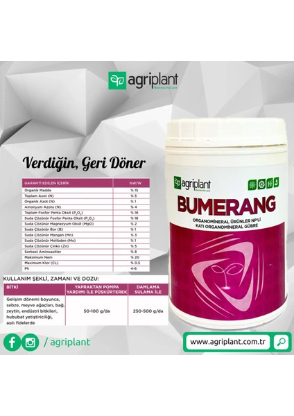 Bumerang 500 gr Çiçeklendirici modelleri