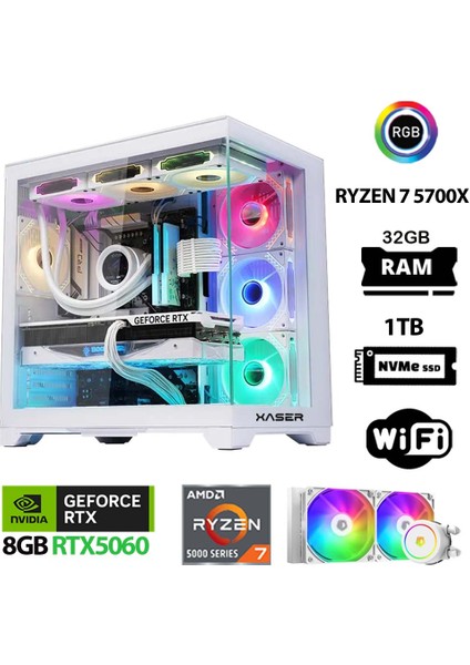 Sword X60 Ryzen 7 5700X 32GB Ram 1tb M.2 Nvme SSD 8gb RTX5060 Sıvı Soğutmalı Oyuncu Bilgisayarı