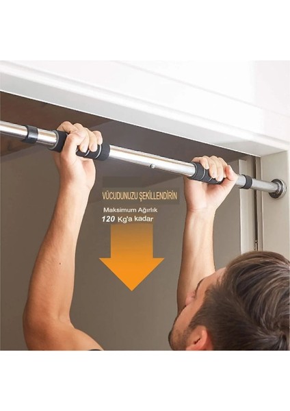 Barfiks Çubuğu 60-100 cm Çift Süngerli Ayarlanabilir Barfiks Çekme Demiri Barfiks Aleti