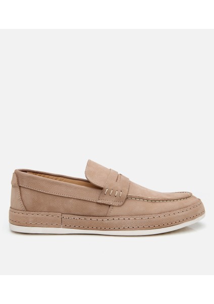 02AYH302550A300 ERKEK Nubuk Bej Rahat Tabanlı Loafer