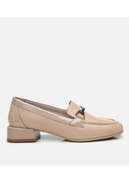 01AYH306780A310 KADIN Deri Bej Tokalı Loafer