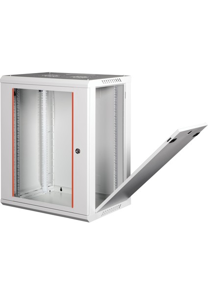 18U 19" Duvar Tipi Rack Kabinet – Genişlik: 600 mm | Derinlik: 450 mm – Açık Gri