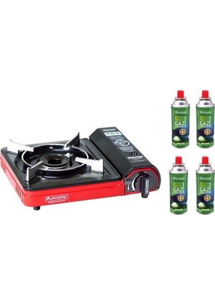 Tekli Portatif Kamp Ocak Gaz Stop Emniyetli 4 Adet 227 Kartuş
