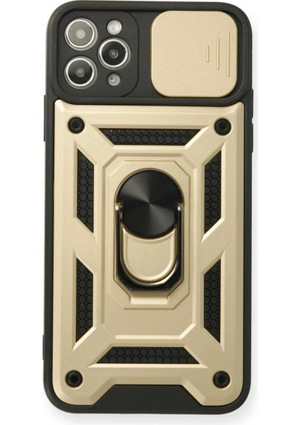 Iphone 11 Pro Max Kılıf Pars Lens Yüzüklü Silikon - Gold Bstmy