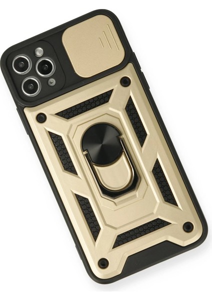 Iphone 11 Pro Max Kılıf Pars Lens Yüzüklü Silikon - Gold Bstmy