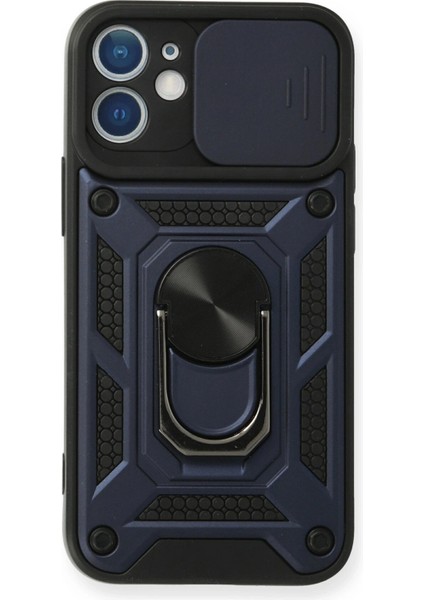 Iphone 12 Mini Kılıf Pars Lens Yüzüklü Silikon - Lacivert Bstmy