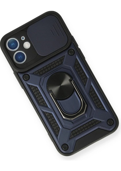 Iphone 12 Mini Kılıf Pars Lens Yüzüklü Silikon - Lacivert Bstmy