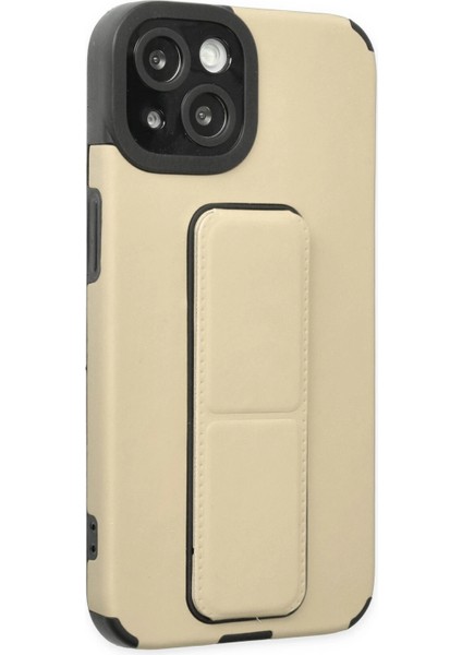 Iphone 14 Plus Kılıf Mega Standlı Silikon - Gold Bstmy