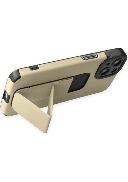 Iphone 14 Plus Kılıf Mega Standlı Silikon - Gold Bstmy