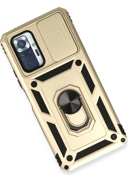 Xiaomi Redmi Note 10 Pro Kılıf Pars Lens Yüzüklü Silikon - Gold Bstmy