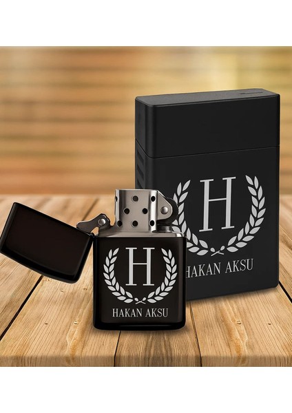Kişiye Özel Isimli Siyah Kupa & Kartlık Cüzdan & Kemer & Sigara Kutusu & Çakmak Hediye Seti-1 | Babalar Günü Hediyesi, Erkeklere Özel Hediye