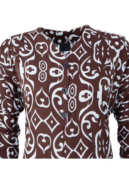 Kadın Klasik Boydan Elbise Yazlık Mevsimlik Dokuma Viskonkumaş Ebruli Desenli Vatkalı V Yaka fırsatları