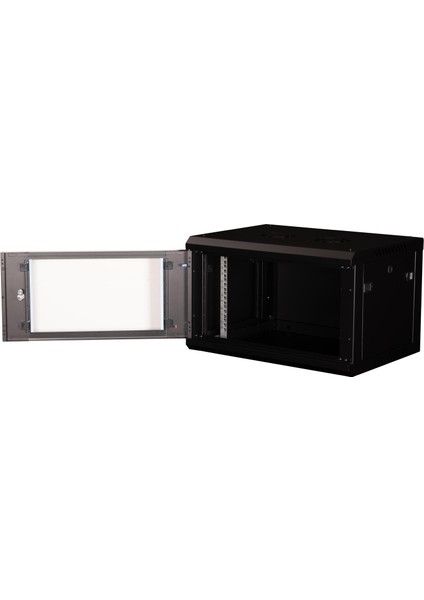 6u 19" Duvar Tipi Rack Kabinet – Genişlik: 600 mm | Derinlik: 450 mm – Siyah (Demonte)