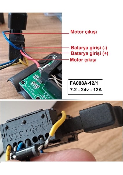 Elektronik Hız Kontrol Tetik Dc Motor Şarjlı Matkap Tetiği Sağ Sol Dönüşümlü Anahtarlı