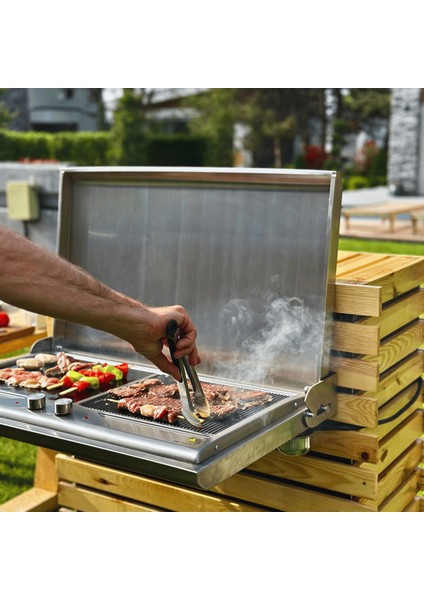 Savor Serisi Düz - Grill Camlı Inox Elektrikli Barbekü