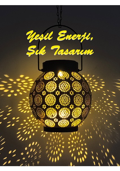 Güneş Enerjili Dekoratif Led Fener / Askılı Bahçe Feneri / Bahçe Dekorasyon Feneri / GT-SL25R
