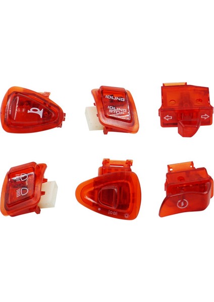 Gy6 50CC 125CC 150CC Atv Moped Scooter Motosiklet Farları Korna Dimmer Dönüş Tek Anahtar Düğmesi Kırmızı Için 6 Adet (Yurt Dışından)