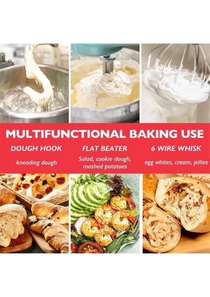 Kitchenaid 5.5-6 Qt Kase Kaldırmalı Stand Mikseri Için Paslanmaz Çelik Aksesuarlar, 6 Tel Çırpma Teli, Çırpıcı, Hamur Kancası Dahil (Yurt Dışından)