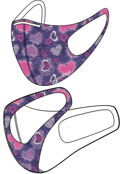 Çocuk Koruyucu Maske Kalp Desen S1