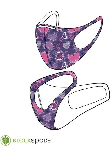 Çocuk Koruyucu Maske Kalp Desen S1
