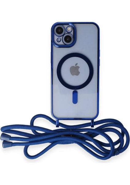Iphone 14 Kılıf Divo Lazer Askılı Magsafe Kapak - Mavi Bstmy