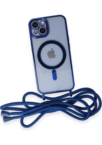 Iphone 14 Kılıf Divo Lazer Askılı Magsafe Kapak - Mavi Bstmy