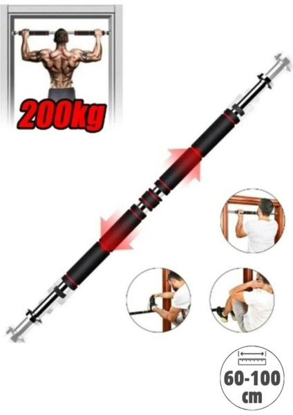 Barfiks Çubuğu 60-100 cm Çift Uzun Süngerli Ayarlanabilir Barfiks Çekme Demiri Barfiks Aleti