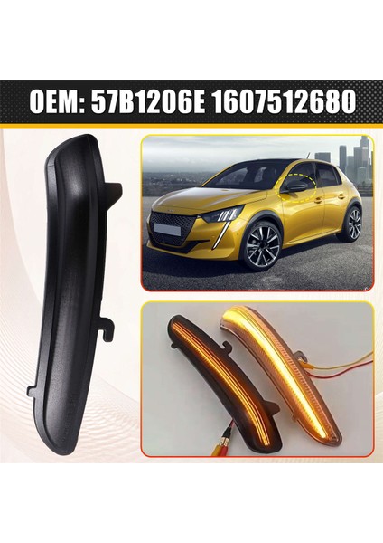 Peugeot 208 2008 2012-2020 Citroen C3 Siyah Için Dinamik LED Yan Ayna Sinyal Lambası Akan Işık (Yurt Dışından)
