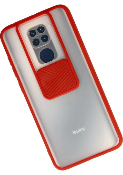 Xiaomi Redmi Note 9 Kılıf Palm Buzlu Kamera Sürgülü Silikon - Kırmızı Bstmy