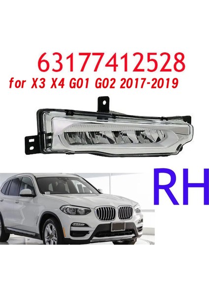 Araba Ön Tampon LED Gündüz Farı Bmw X3 X4 G01 G02 17-19 Araba Sürüş Lambası LED Drl Sis Lambası 63177412528 R (Yurt Dışından) fırsatları