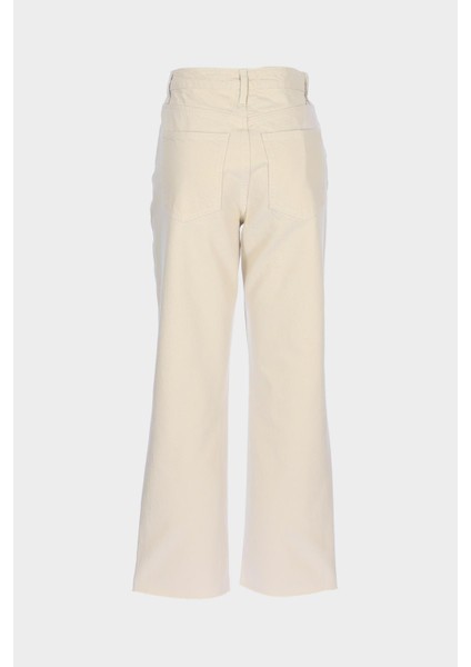 Ekru Yüksek Bel Slim Fit Patı Fermuarlı Paçası Kesikli Jean Pantolon C 5529-005 fiyatları