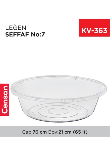 7 No Leğen Şeffaf Çamaşır Leğeni 65 Litre ROYALEKS-E426