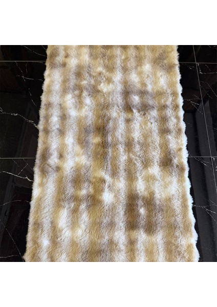 Toscana Kahve Beyaz Peluş Yıkanabilir Halı