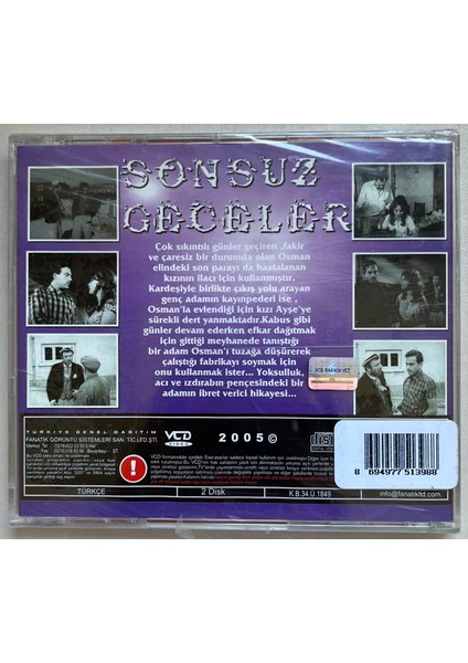 Sonsuz Geceler VCD Film (Ayhan Işık, Nilüfer Aydan,sevda Ferdağ,semih Sergen, Münir Özkul,nuri Altınok) Ambalajında fiyatları