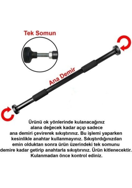 Siyah Ayarlanabilir Koridor Barfiksi 130 160 cm